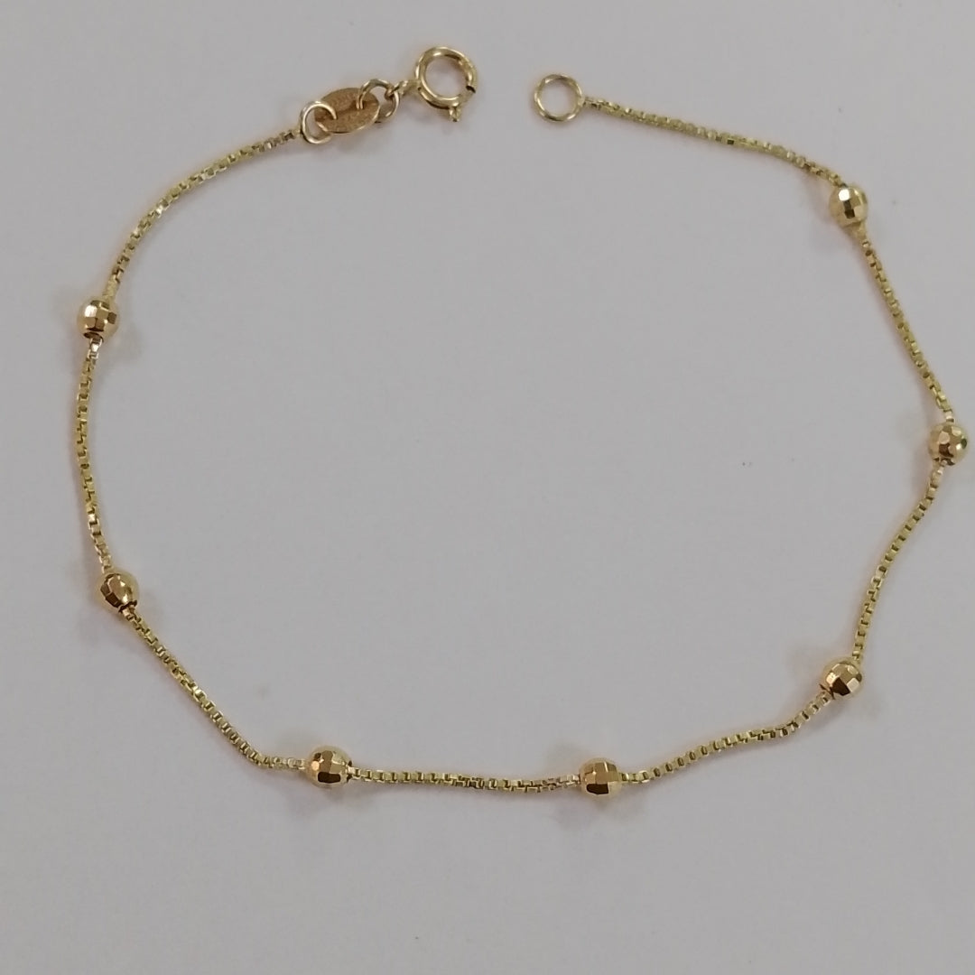 PULSERA ESPECIAL CON BOLITAS 14K 18 CM 1.4 GR (NUEVO)
