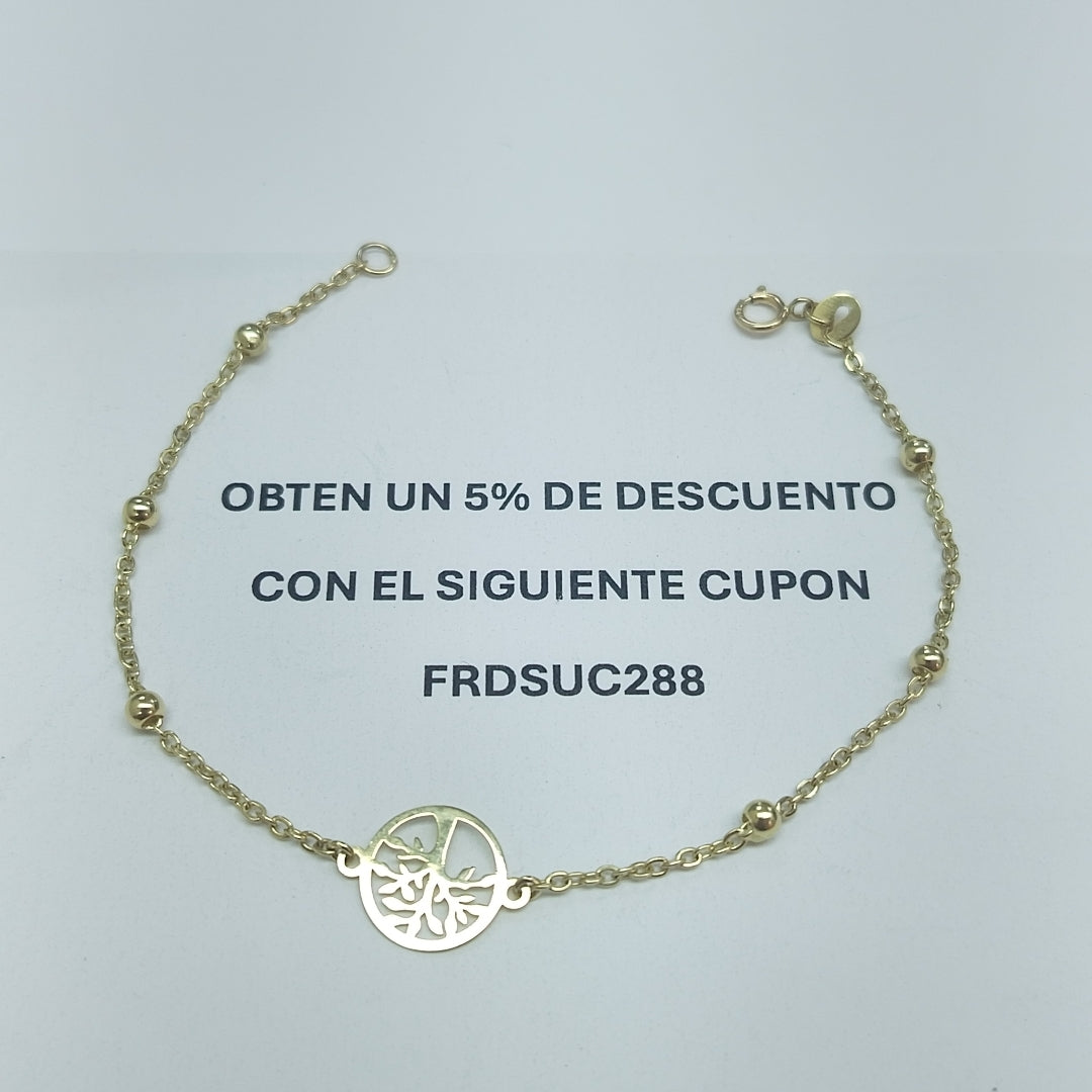 PULSERA TEJIDO ESPECIAL ARBOL 14K 18 CM 1.7 GR (NUEVO)