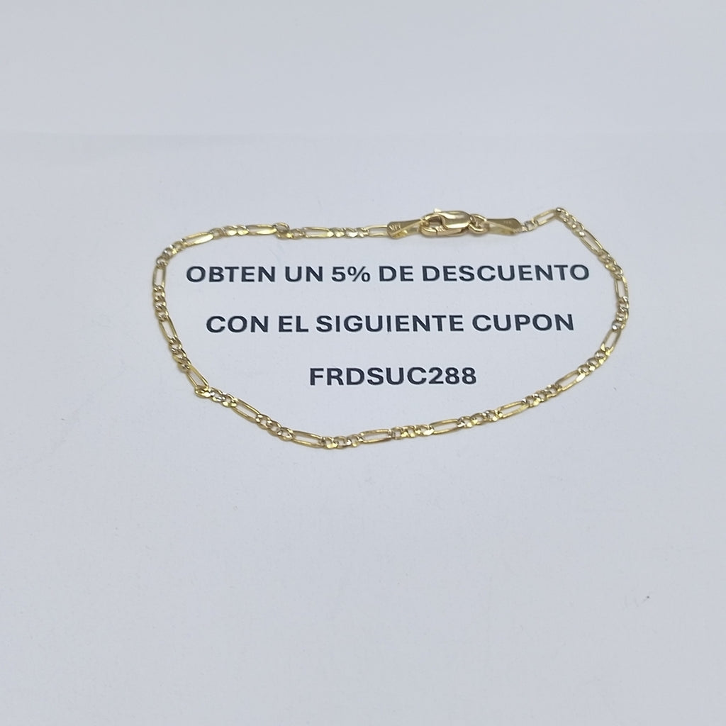PULSERA 3X1 DIAMANTADA 14K 18 CM 1.5 GR (NUEVO)