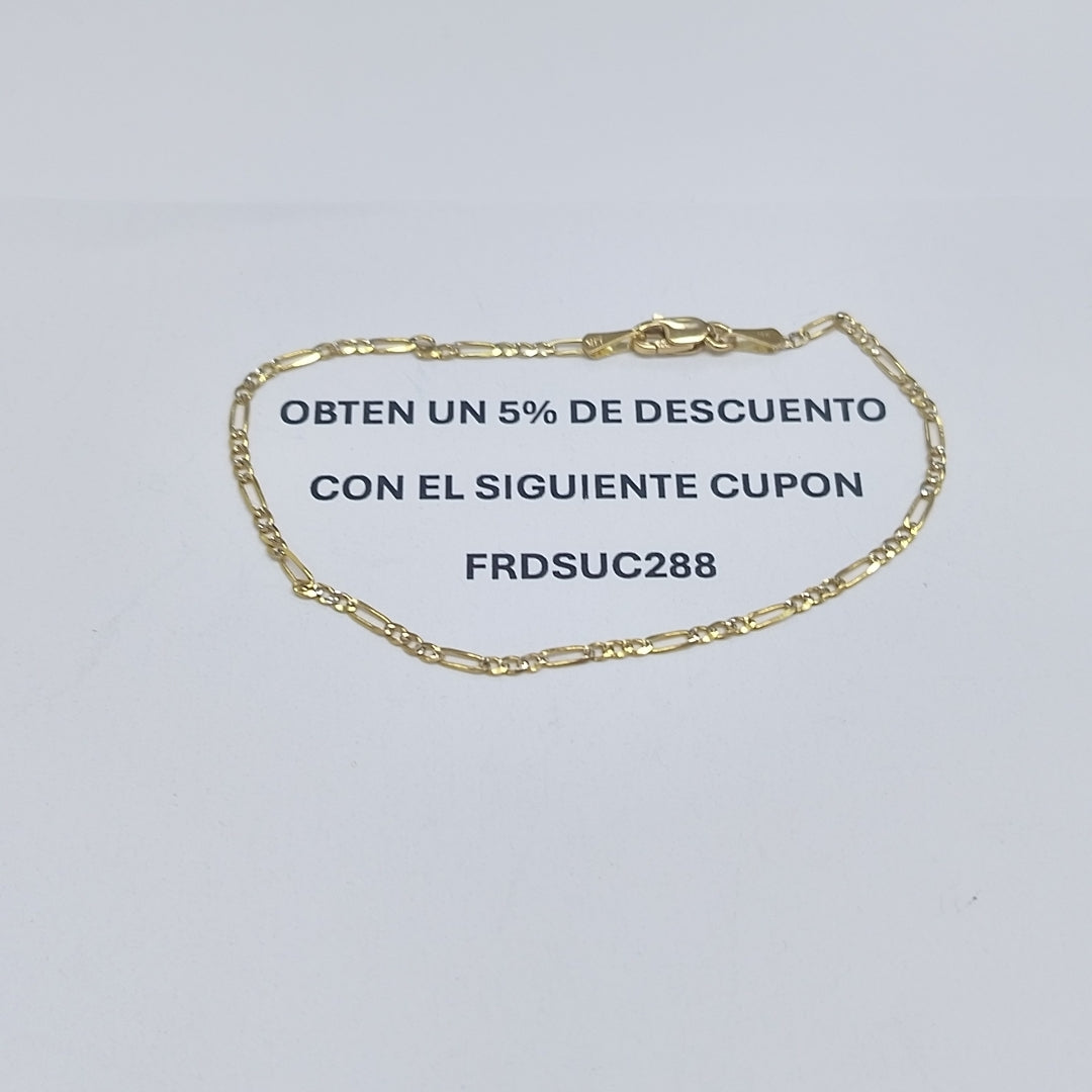 PULSERA 3X1 DIAMANTADA 14K 18 CM 1.5 GR (NUEVO)