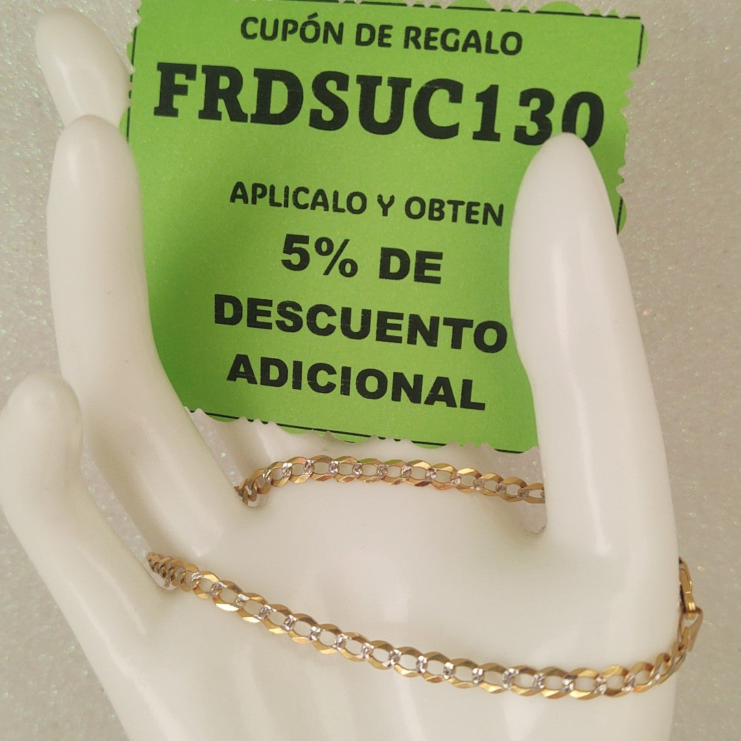 PULSERAS BARBADA DIAMANTADA ORO 14K 21 CM 3.6 GR (NUEVO)
