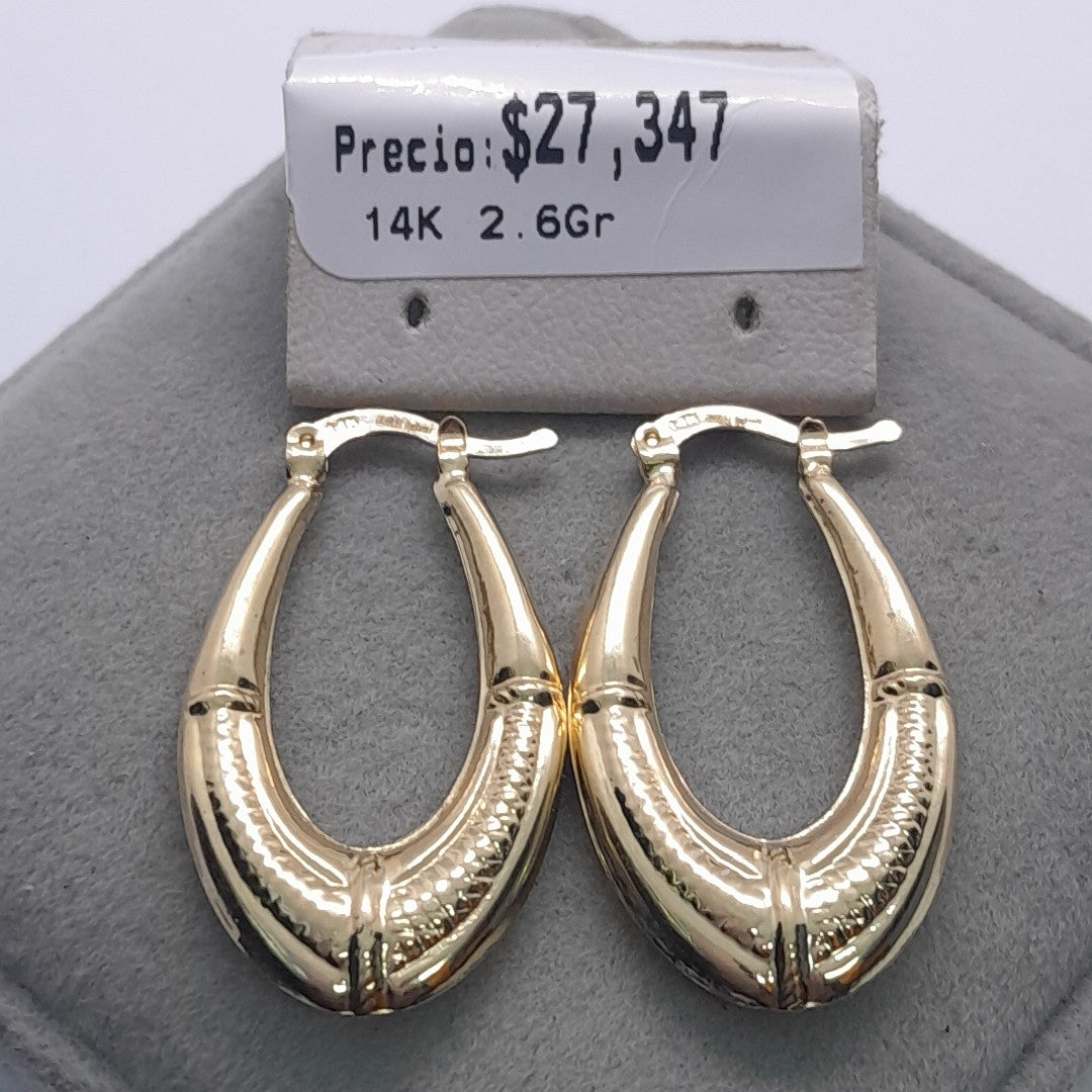 ARETES ARRACADAS ESTRIADAS 14K 2.6 GR (NUEVO)