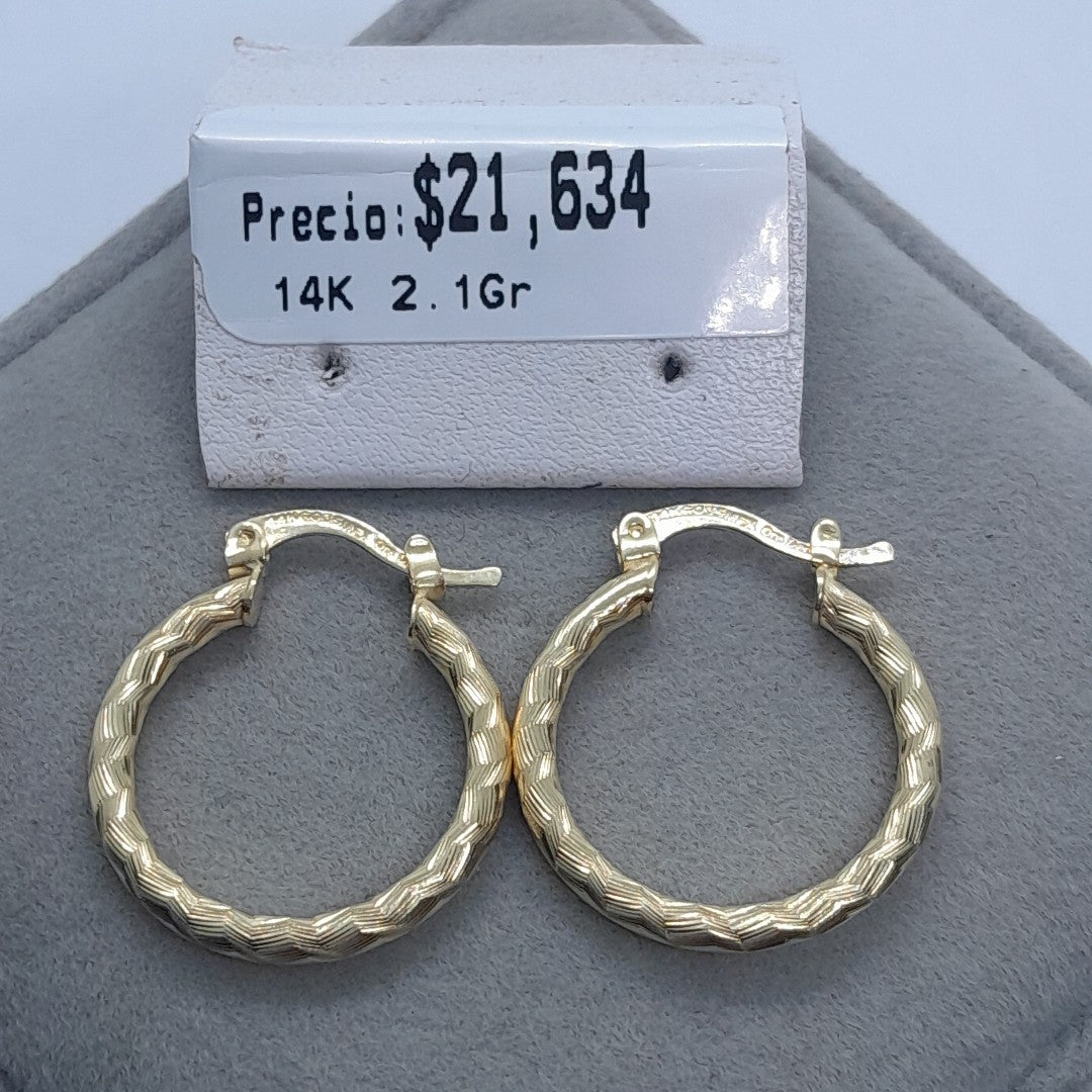 ARETES ARRACADAS LABRADAS 14K 2.1 GR (NUEVO)
