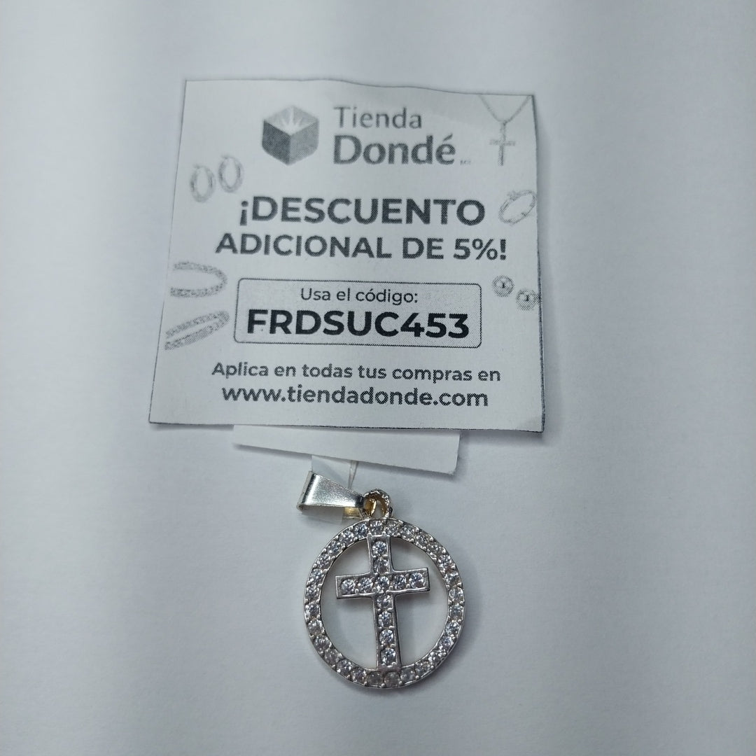 DIJE CRUZ C/CIRCONIAS PLATA .925 2.4 GR (NUEVO)