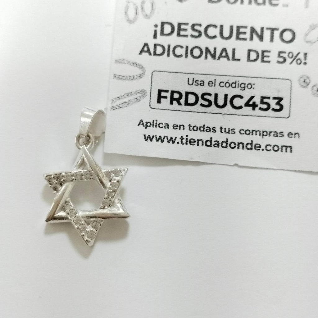 DIJE ESTRELLA DE DAVID C/CIRCONIAS PLATA .925 2.7 GR (NUEVO)