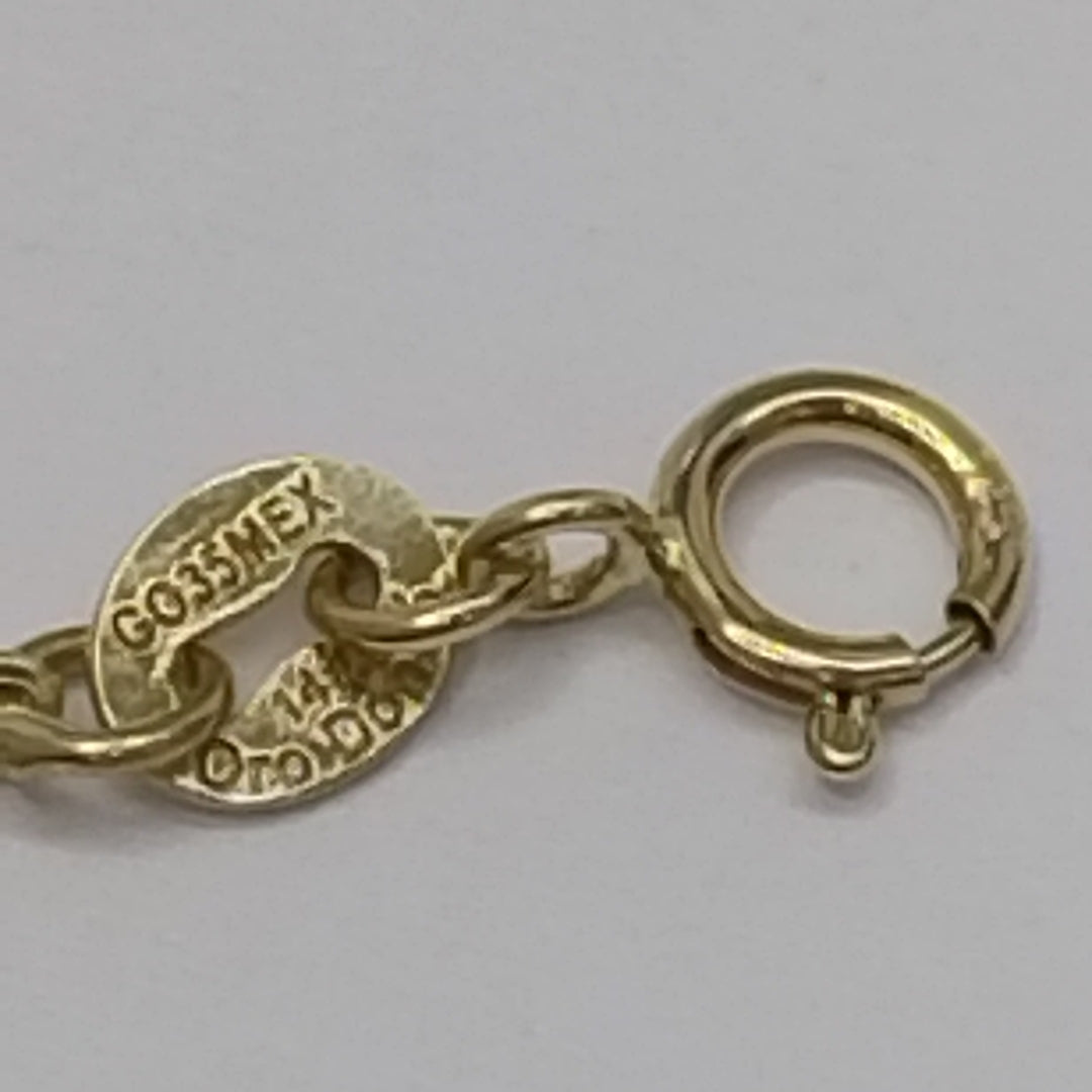PULSERA TEJIDO ESPECIAL FIG AROS UNIDOS C CIRCS 14K 18 CM 2.1 GR (NUEVO)