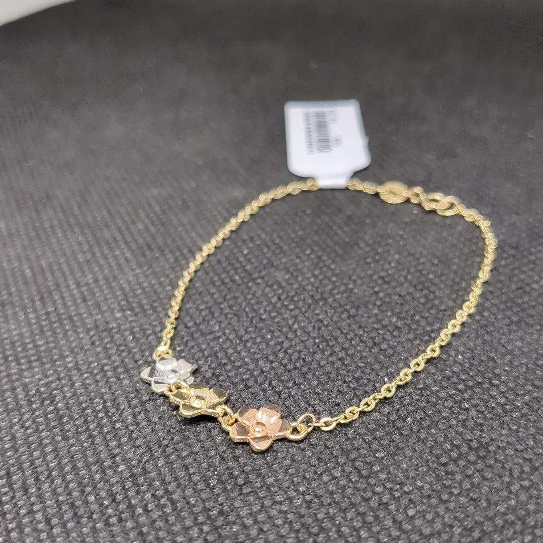 PULSERA TEJIDO ESPECIAL FIG FLORES 14K 18 CM 2.1 GR (NUEVO)