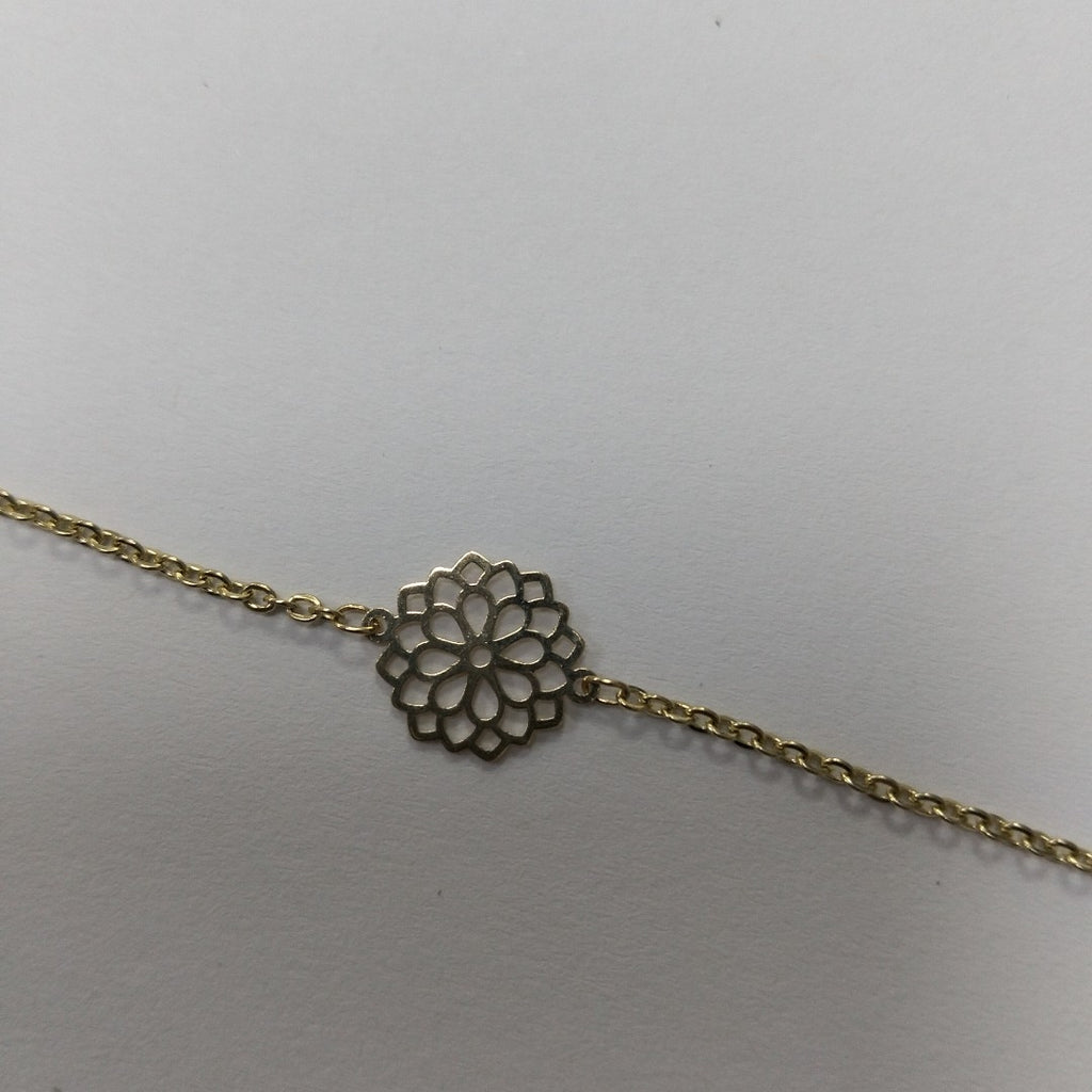 PULSERA TEJIDO ESPECIAL CON MANDALA 14K 18 CM 1.4 GR (NUEVO)