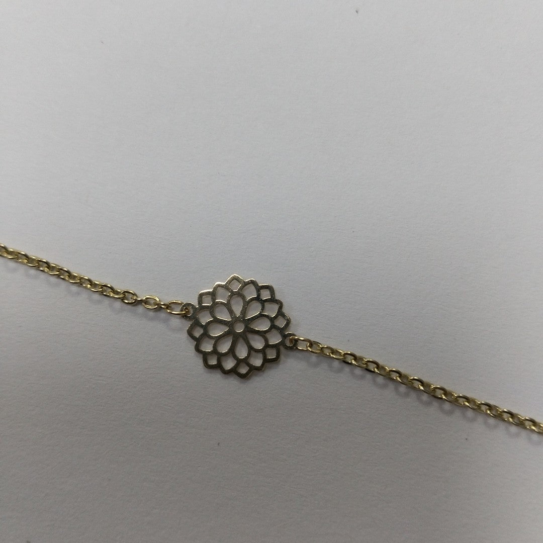 PULSERA TEJIDO ESPECIAL CON MANDALA 14K 18 CM 1.4 GR (NUEVO)