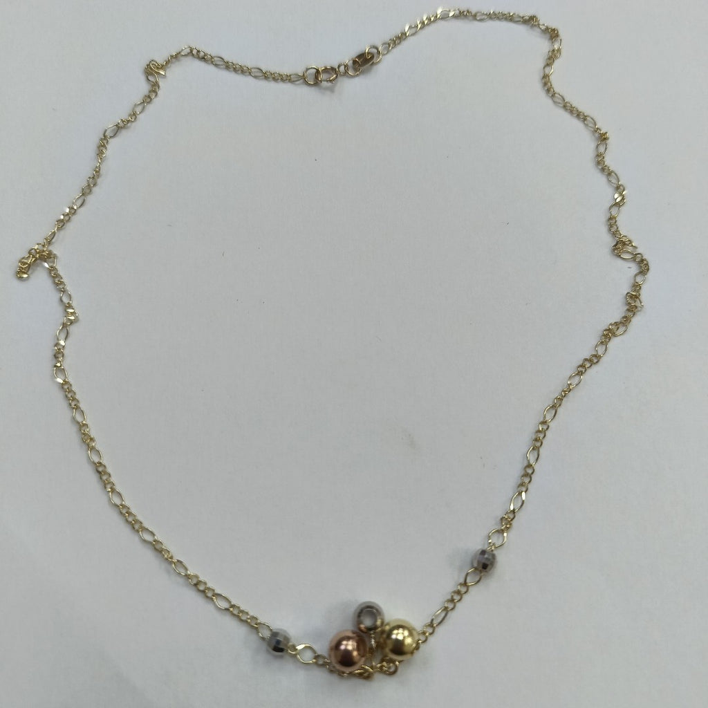 CADENA GARGANTILLA 3X1 CON ESFERAS COMBINADAS 14K 45 CM 3.1 GR (NUEVO)