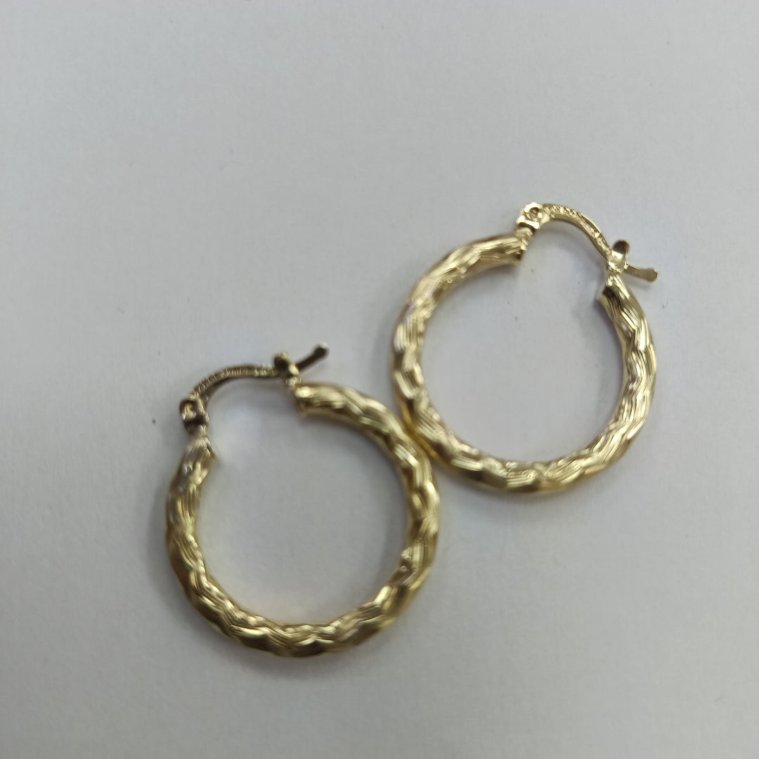 ARETES TEJIDO ARRACADA LABRADA 14K 2.7 GR (NUEVO)