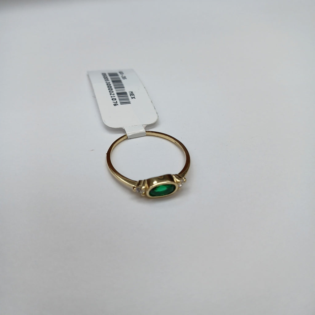 ANILLOS TEJIDO ANILLITO C CIRCONIAS Y PIEDRA VERDE 14K 8 1.2 GR (NUEVO)