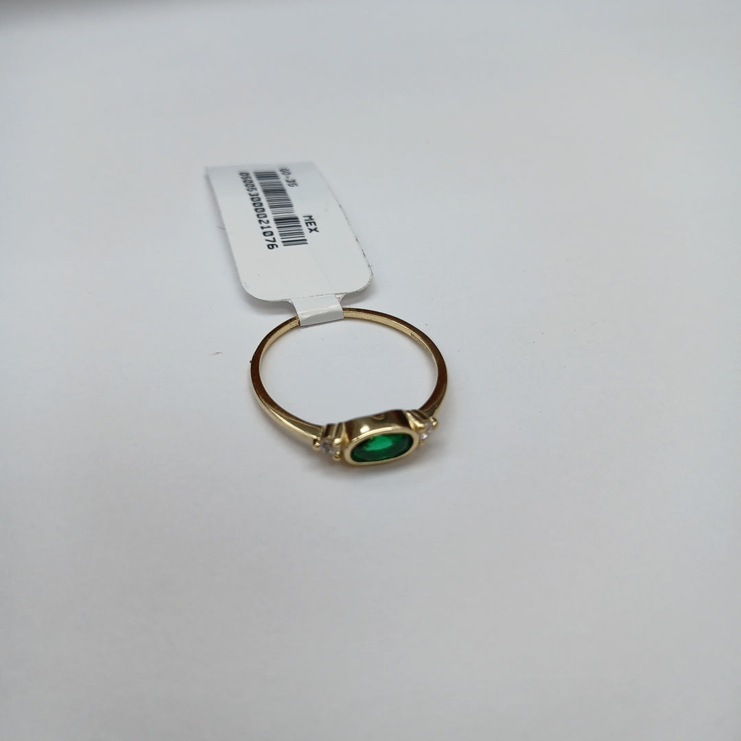 ANILLOS TEJIDO ANILLITO C CIRCONIAS Y PIEDRA VERDE 14K 8 1.2 GR (NUEVO)