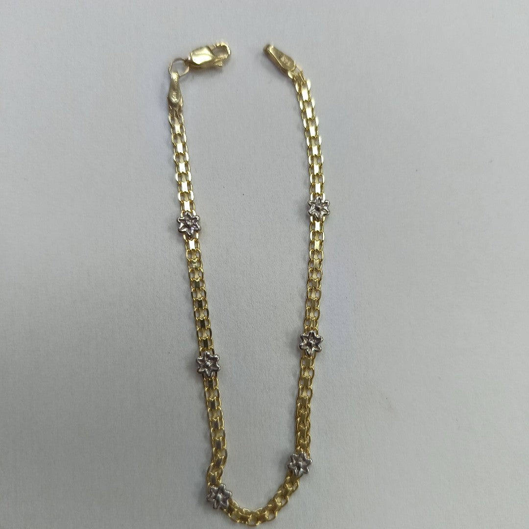 PULSERA ESPECIAL C FLORES 14K 18 CM 2.9 GR (NUEVO)