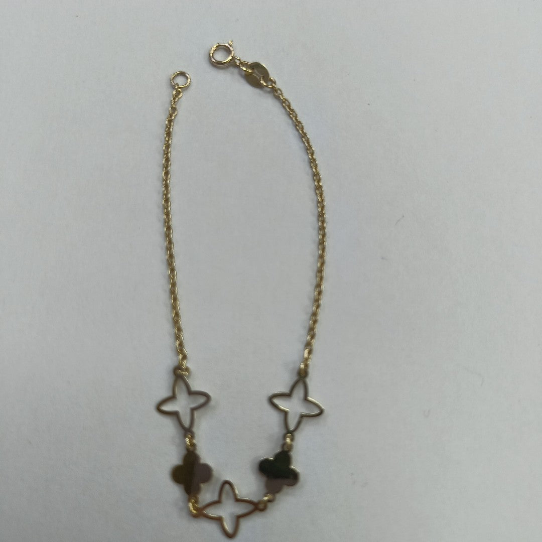 PULSERA TEJIDO ESP CON TREBOL 14K 18 CM 1.6 GR (NUEVO)