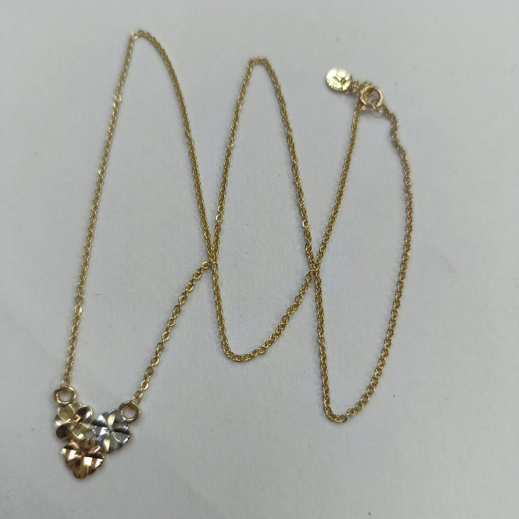 CADENA TEJIDO GARGANTILLA ESPECIAL C FLORES 14K 45 CM 2.9 GR (NUEVO)