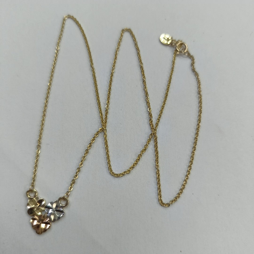 CADENA TEJIDO GARGANTILLA ESPECIAL C FLORES 14K 45 CM 2.9 GR (NUEVO)