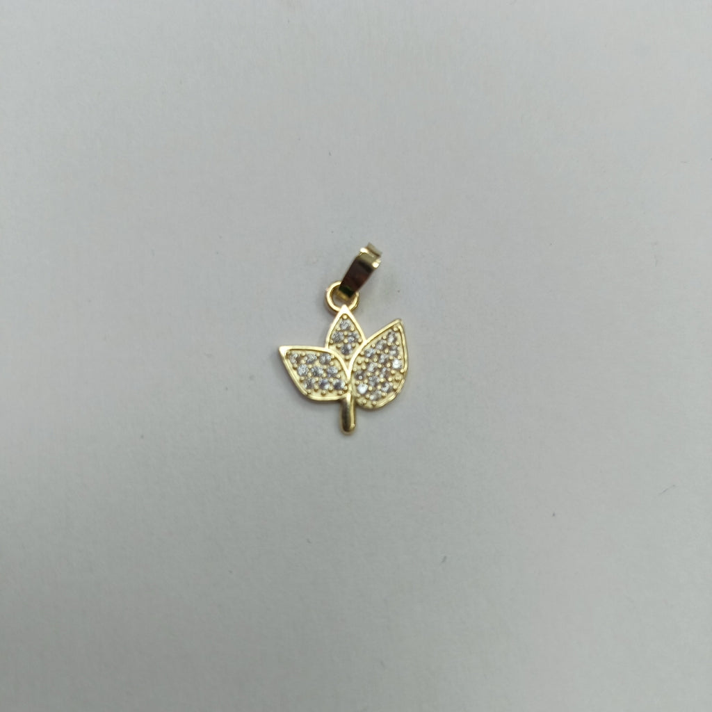 DIJE TEJIDO HOJAS CON CIRCONIAS 14K 1 GR (NUEVO)