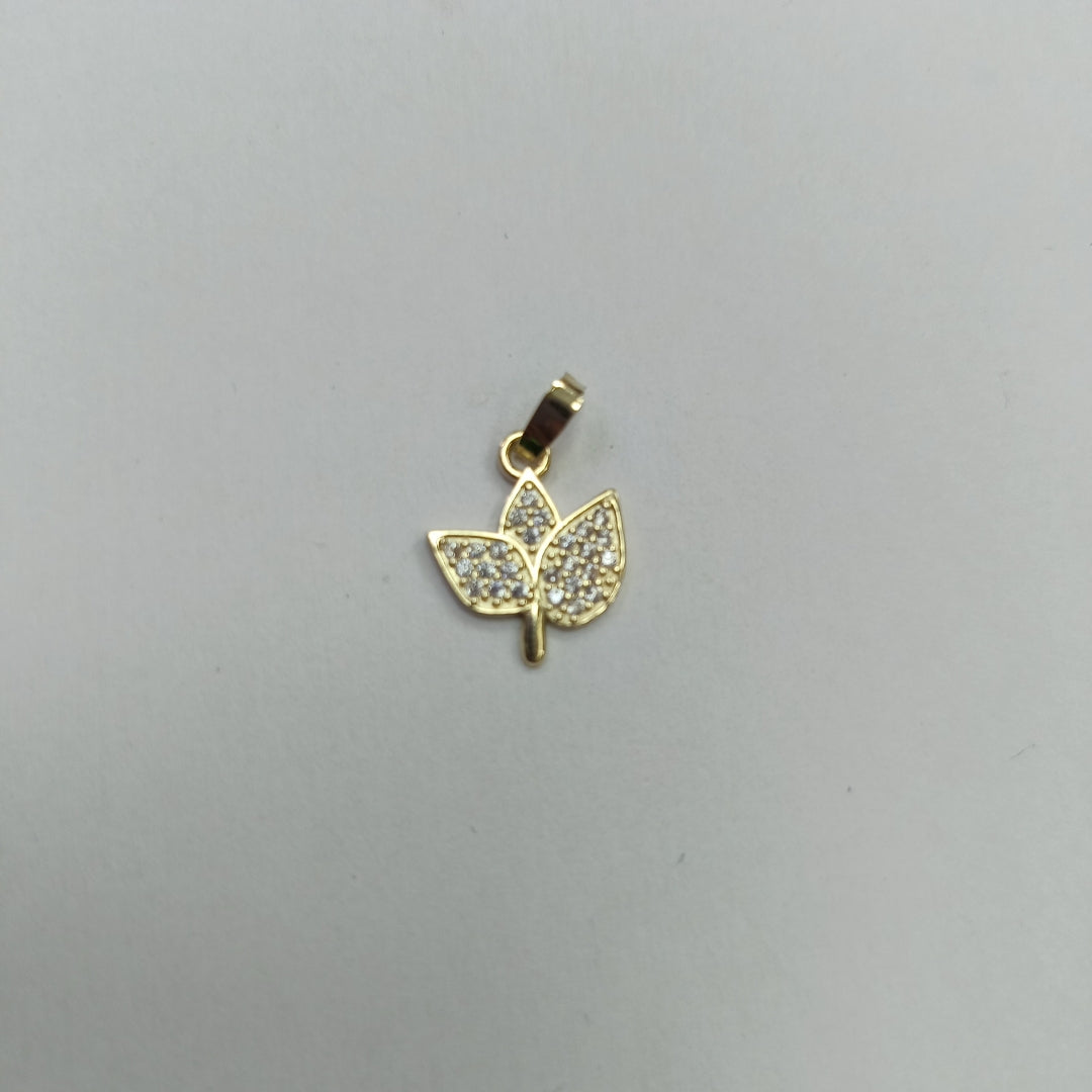 DIJE TEJIDO HOJAS CON CIRCONIAS 14K 1 GR (NUEVO)