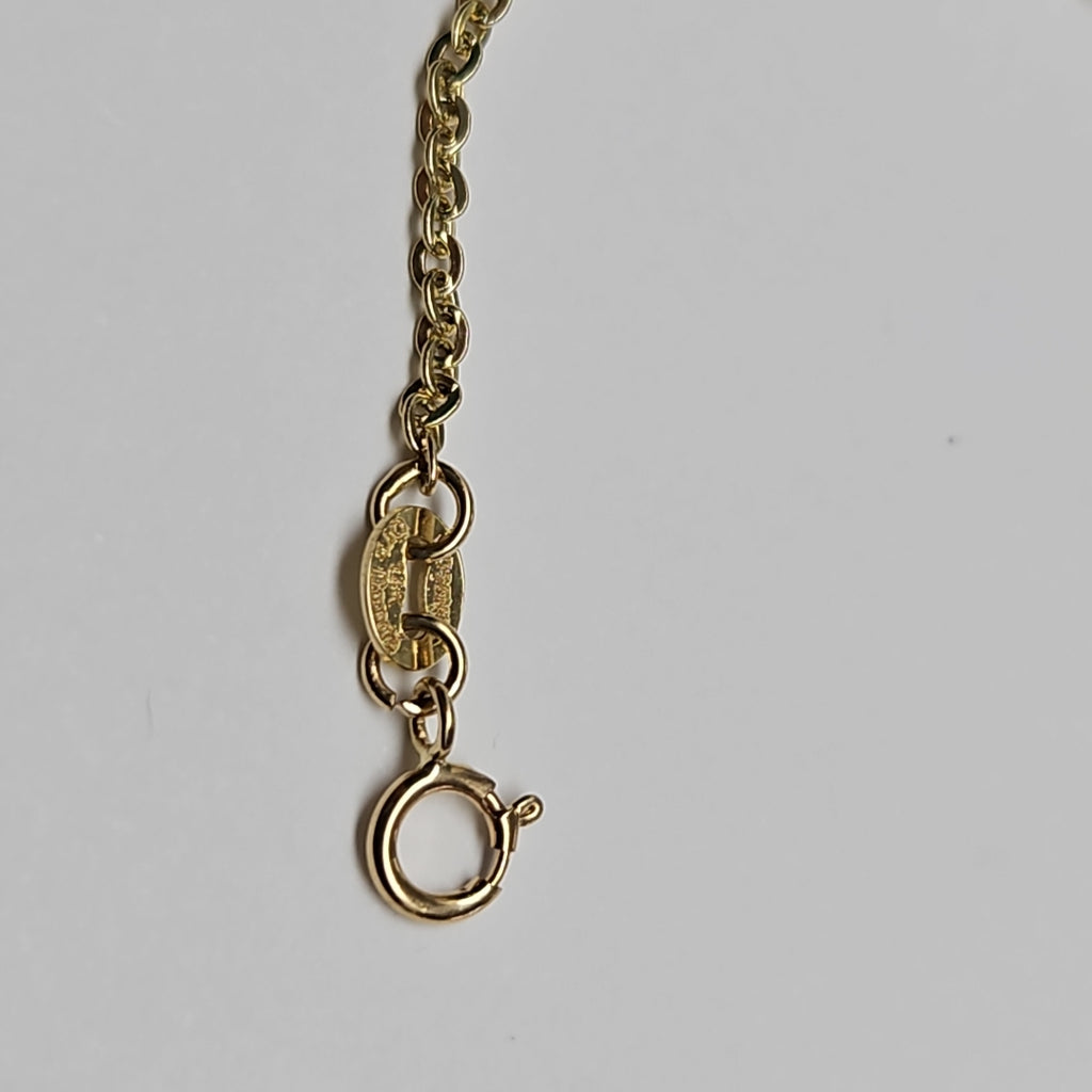 PULSERA TEJIDO ESPECIAL C CORAZON CIRCONIAS 14K 18 CM 2 GR (NUEVO)