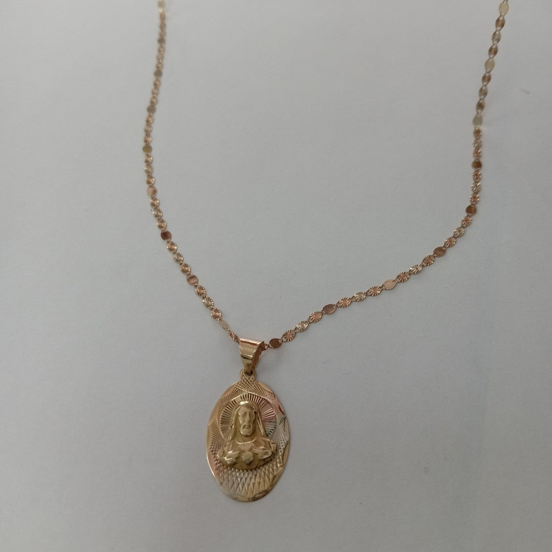 CADENA, MEDALLA RELIGIOSA ORO 10 K 2.9 GRMS (SEMINUEVO)