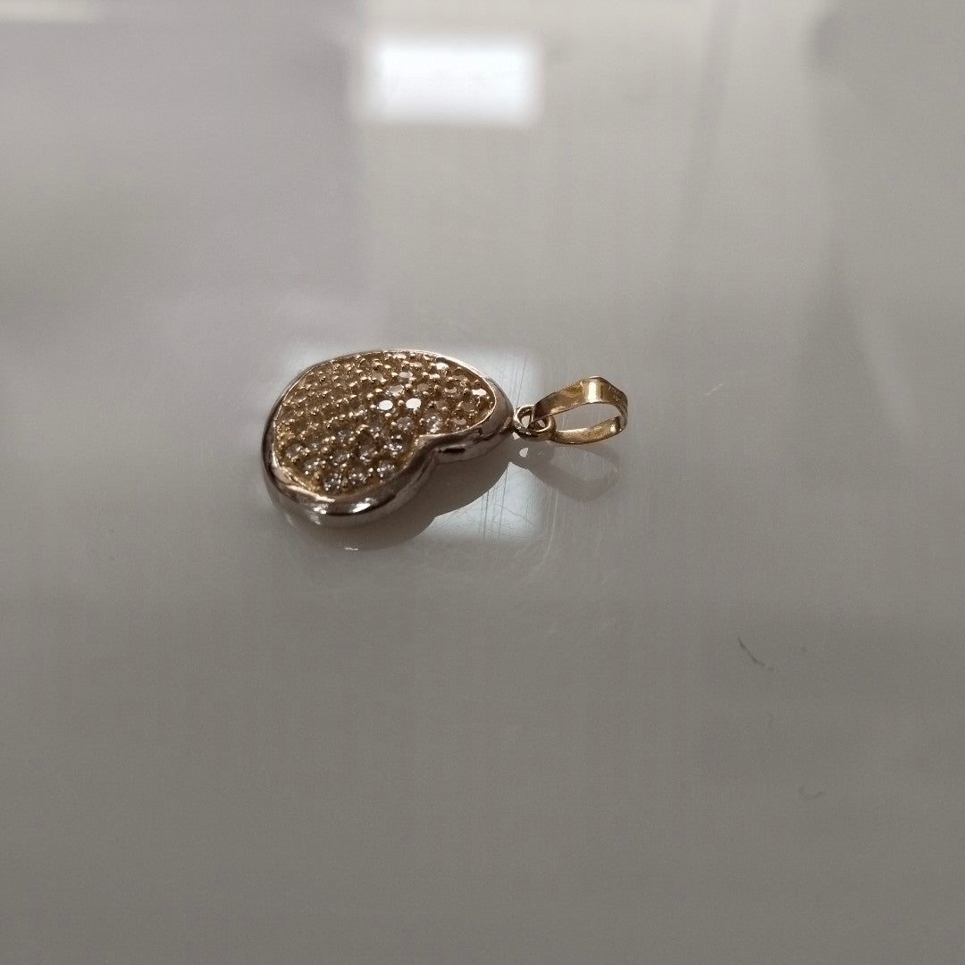 DIJE CORAZON CON CIRCONIAS 14K 1.8 GR (NUEVO)