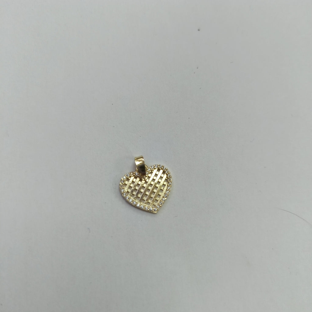 DIJE TEJIDO CORAZON CON CERCO DE CIRCONIAS 14K 1.2 GR (NUEVO)