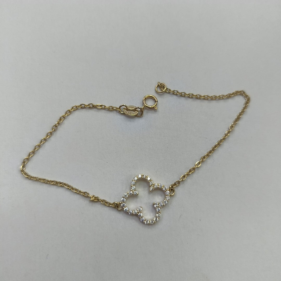 PULSERA TEJIDO ESPECIAL C CIRCONIAS 14K 18 CM 1.8 GR (NUEVO)