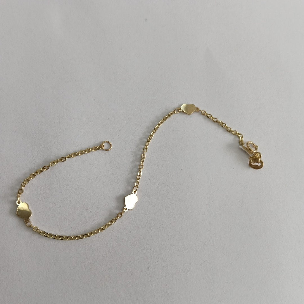 PULSERA TEJIDO ESPECIAL FIG CORAZONES 14K 18 CM 1.3 GR (NUEVO)