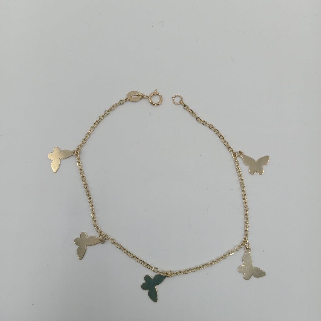 PULSERA ESPECIAL CON MARIPOSAS 14K 18 CM 2.1 GR (NUEVO)