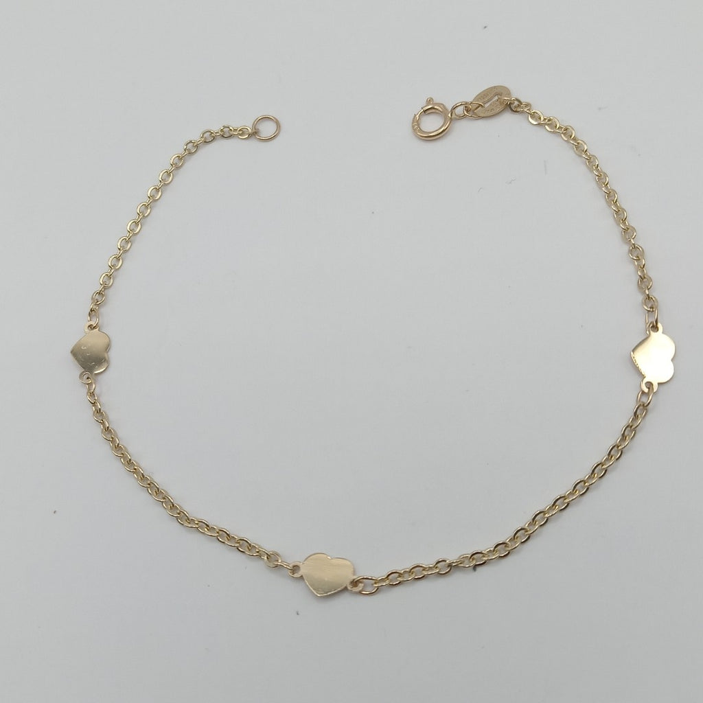 PULSERA TEJIDO ESPECIAL FIG CORAZONES 14K 18 CM 1.3 GR (NUEVO)