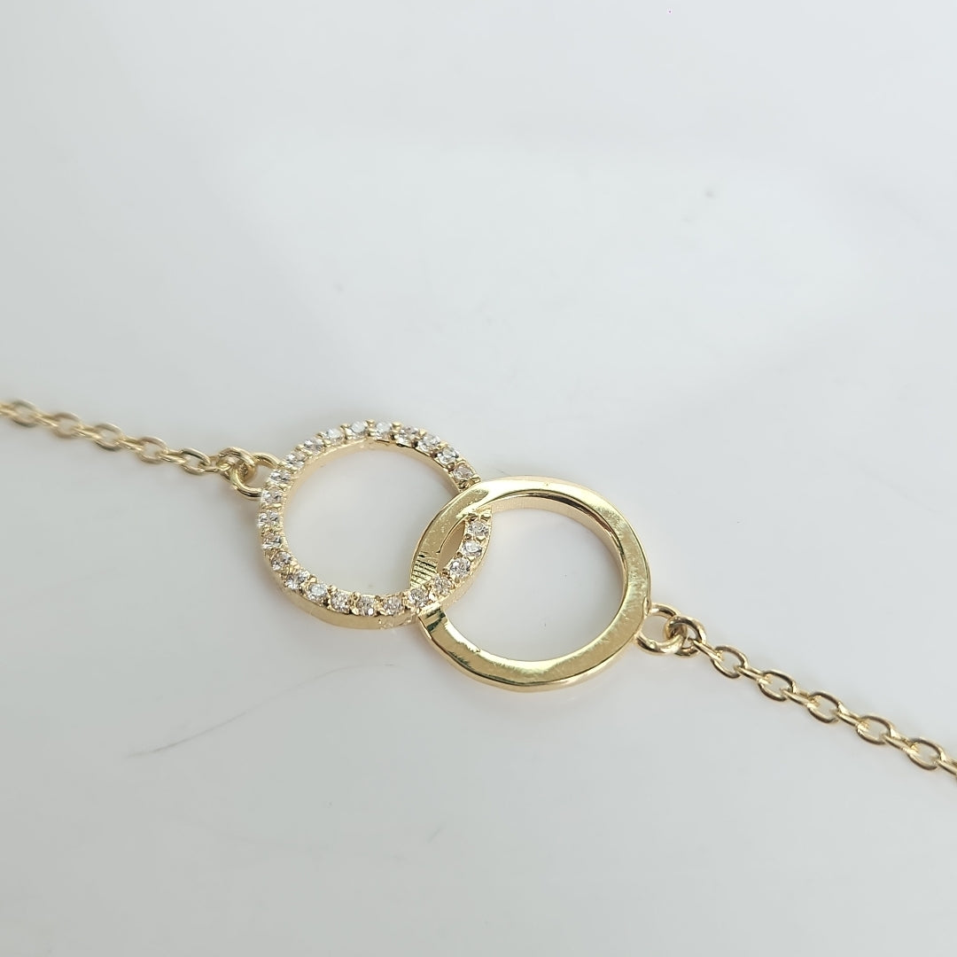 PULSERA TEJIDO ESPECIAL FIG AROS UNIDOS C CIRCS 14K 18 CM 2.1 GR (NUEVO)