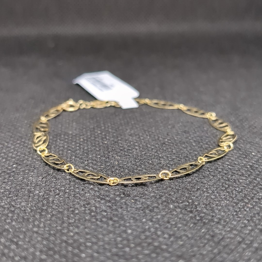 PULSERA TEJIDO ESPECIAL CON CORAZON 14K 18 CM 1.3 GR (NUEVO)