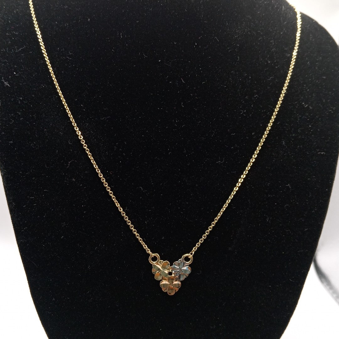 CADENA TEJIDO GARGANTILLA ESPECIAL C FLORES 14K 45 CM 2.9 GR (NUEVO)