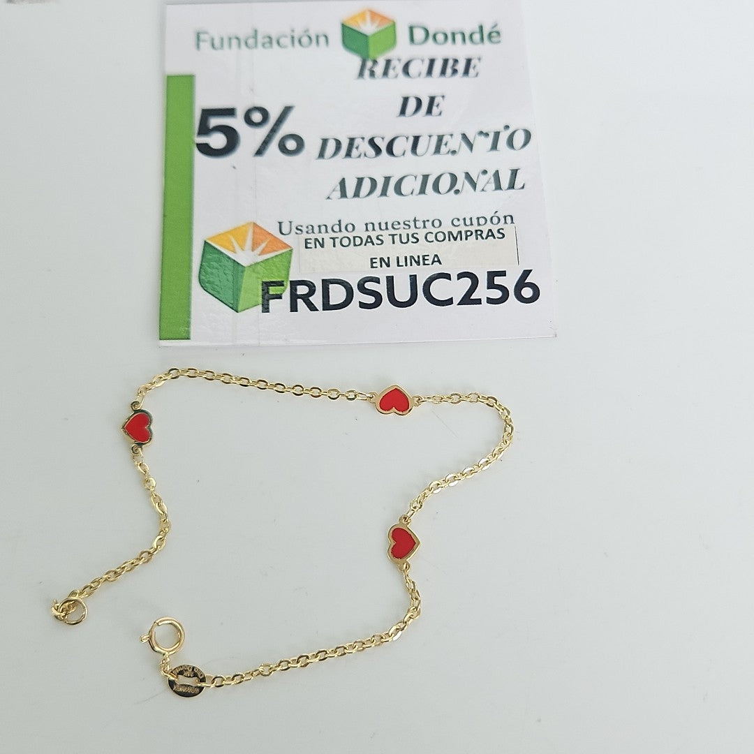 PULSERA ESPECIAL CON CORAZONES 14K 18 CM 1.4 GR (NUEVO)