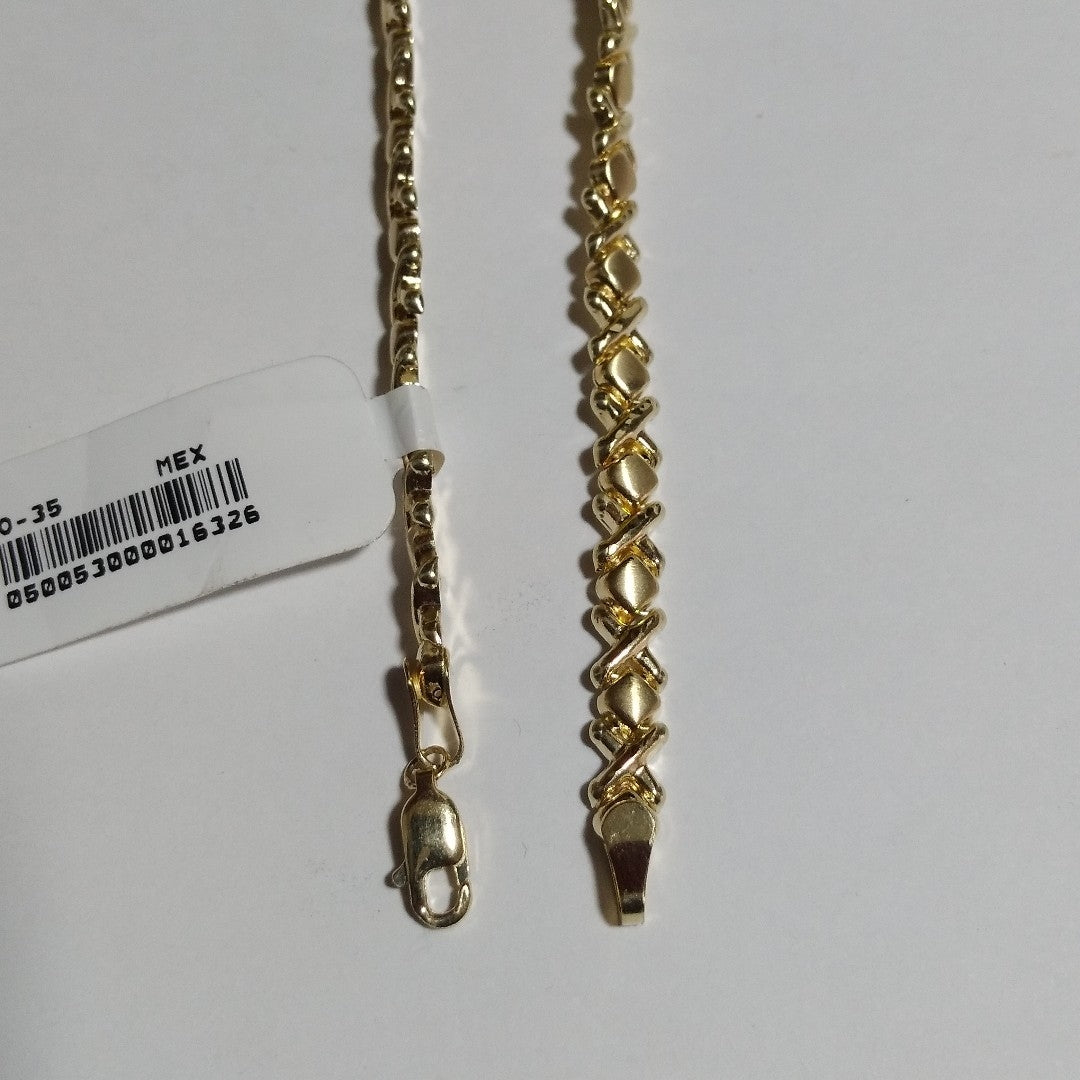 PULSERA ESPECIAL XOXO 14K 18 CM 6.1 GR (NUEVO)