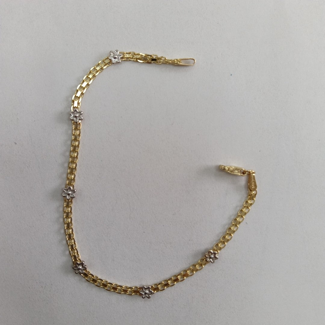 PULSERA ESPECIAL C FLORES 14K 18 CM 2.9 GR (NUEVO)