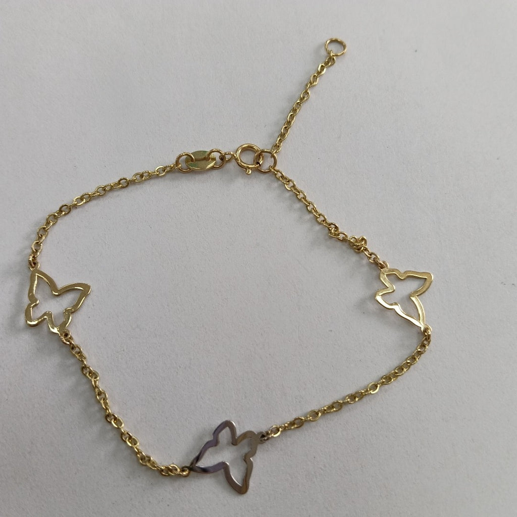 PULSERA ESPECIAL C MARIPOSAS 14K 18 CM 1.7 GR (NUEVO)