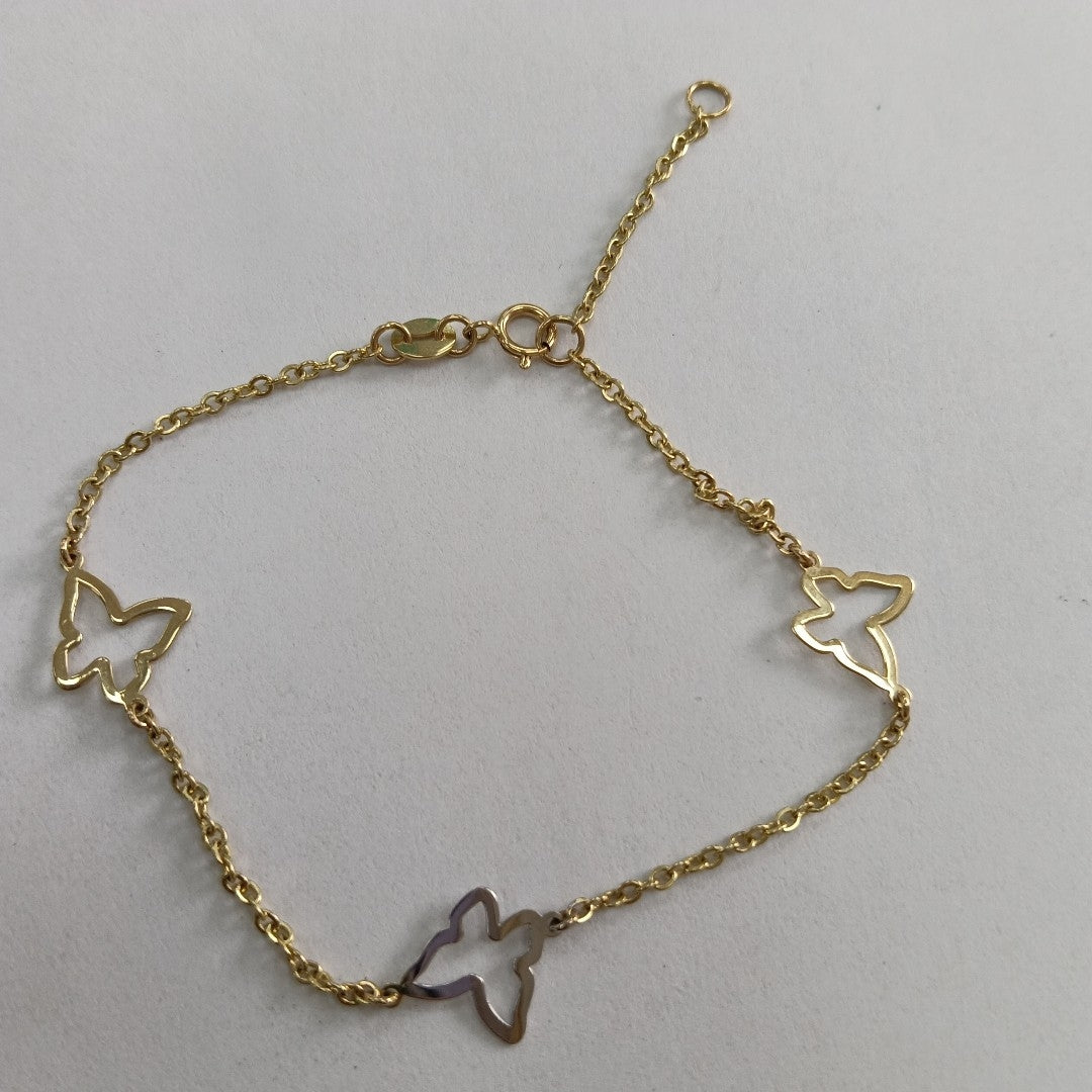 PULSERA ESPECIAL C MARIPOSAS 14K 18 CM 1.7 GR (NUEVO)