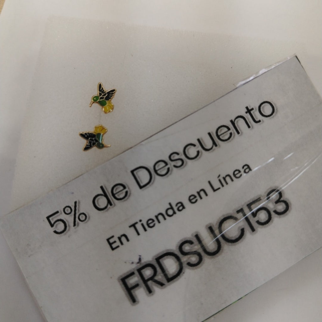 BROQUELES BROQUEL FIG COLIBRI ESMALTE VERDE 14K 0.2138 GR (NUEVO)