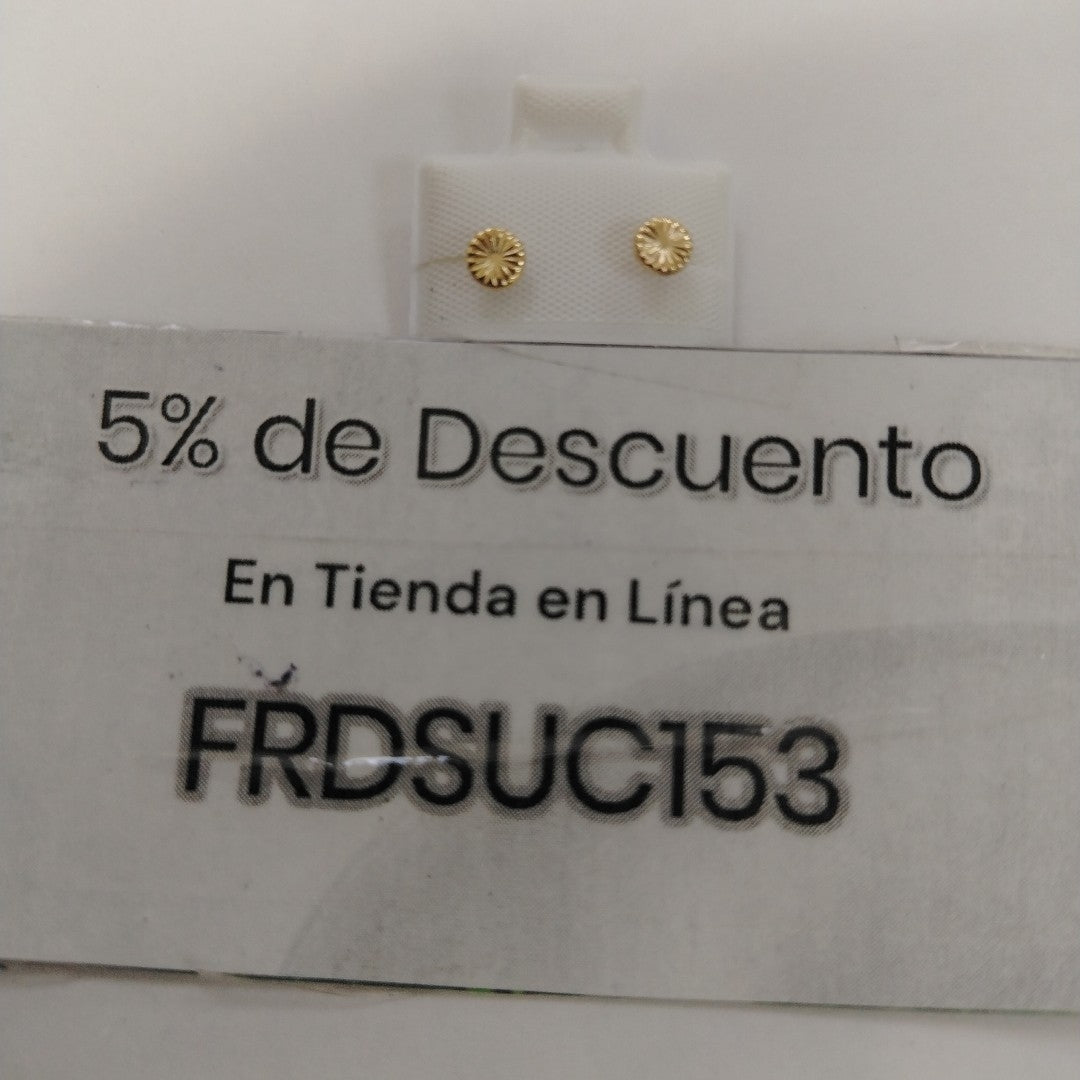 BROQUELES BROQUEL FIG BOTON RAYADO 14K 0.1577 GR (NUEVO)