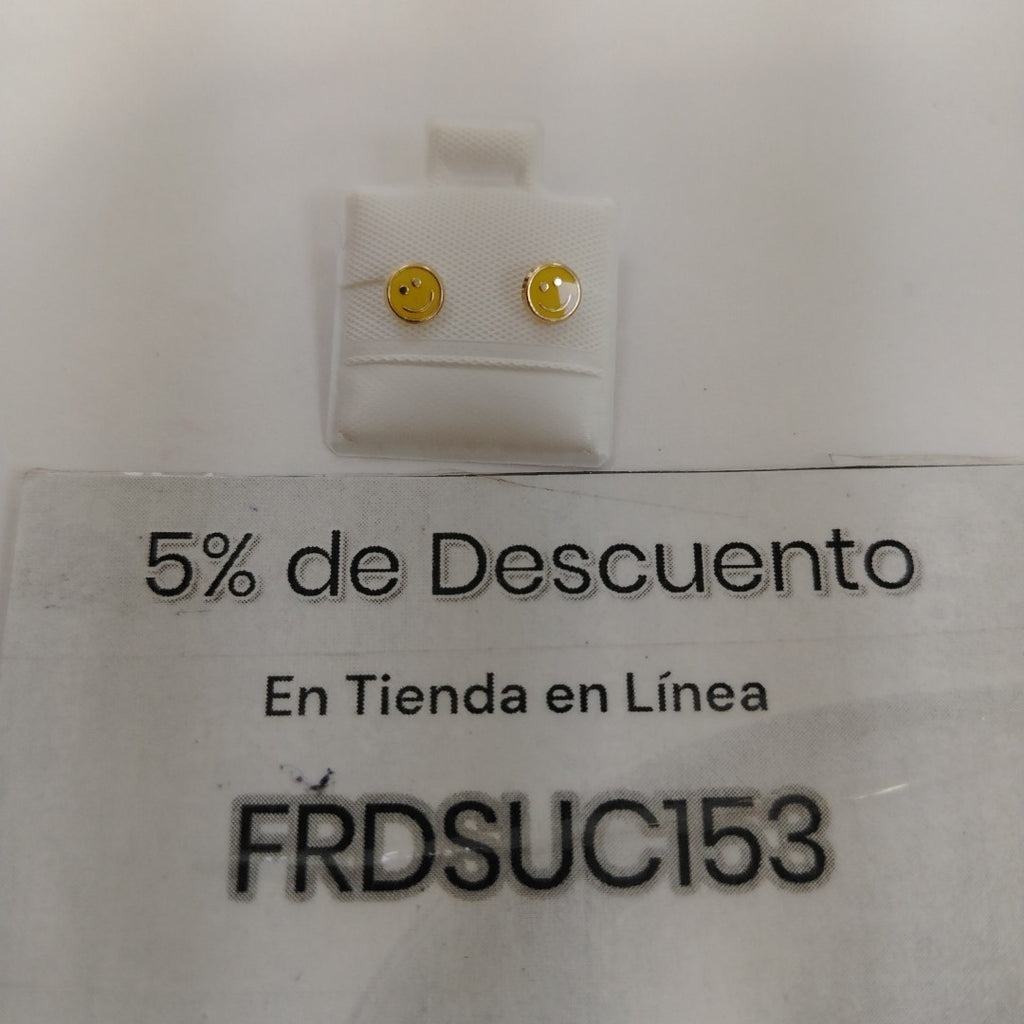 BROQUELES BROQUEL FIG SONRISA ESMALTE AMARILLO 14K 0.2074 GR (NUEVO)