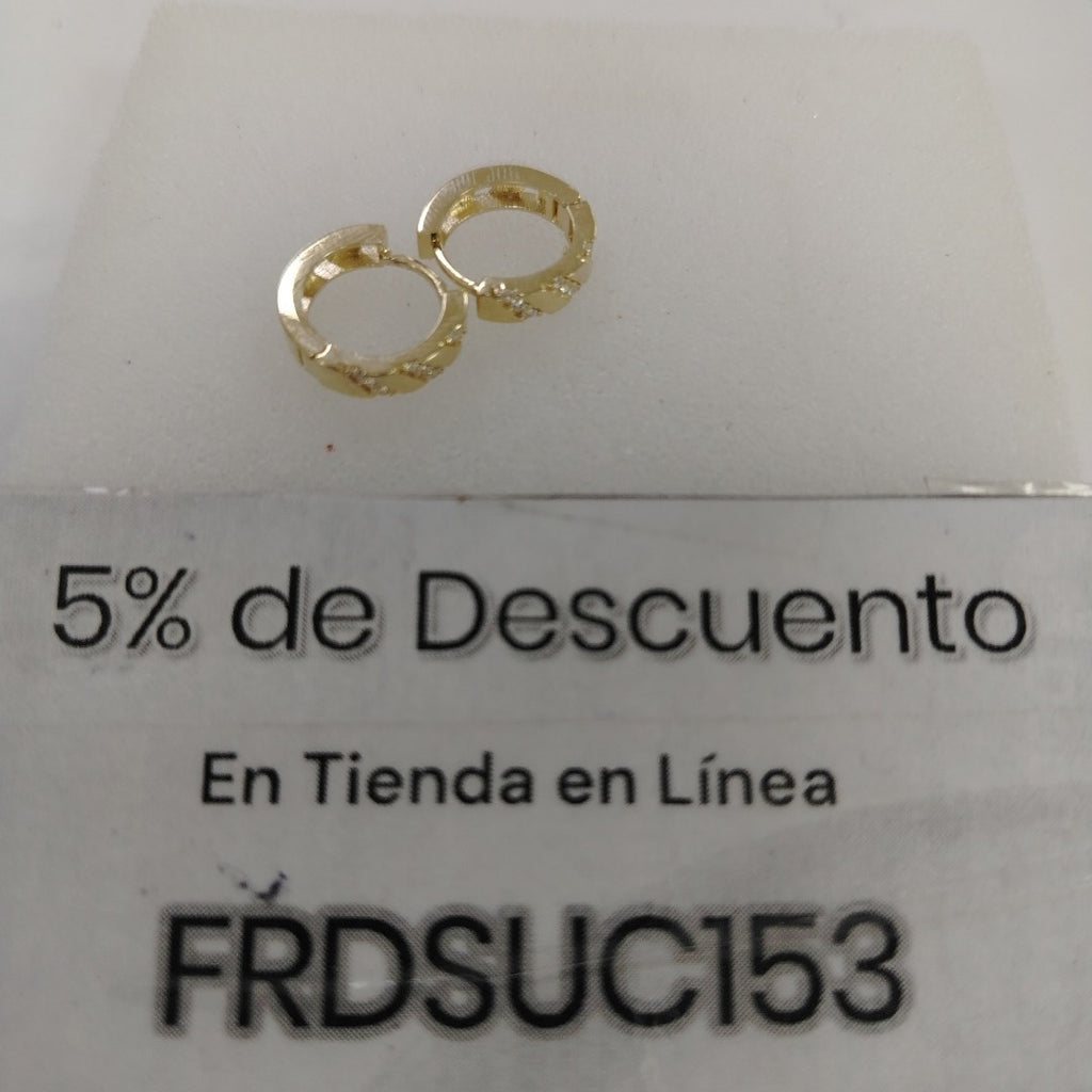 ARETES HUGGIES CON CIRCONIAS 14K 2.3 GR (NUEVO)