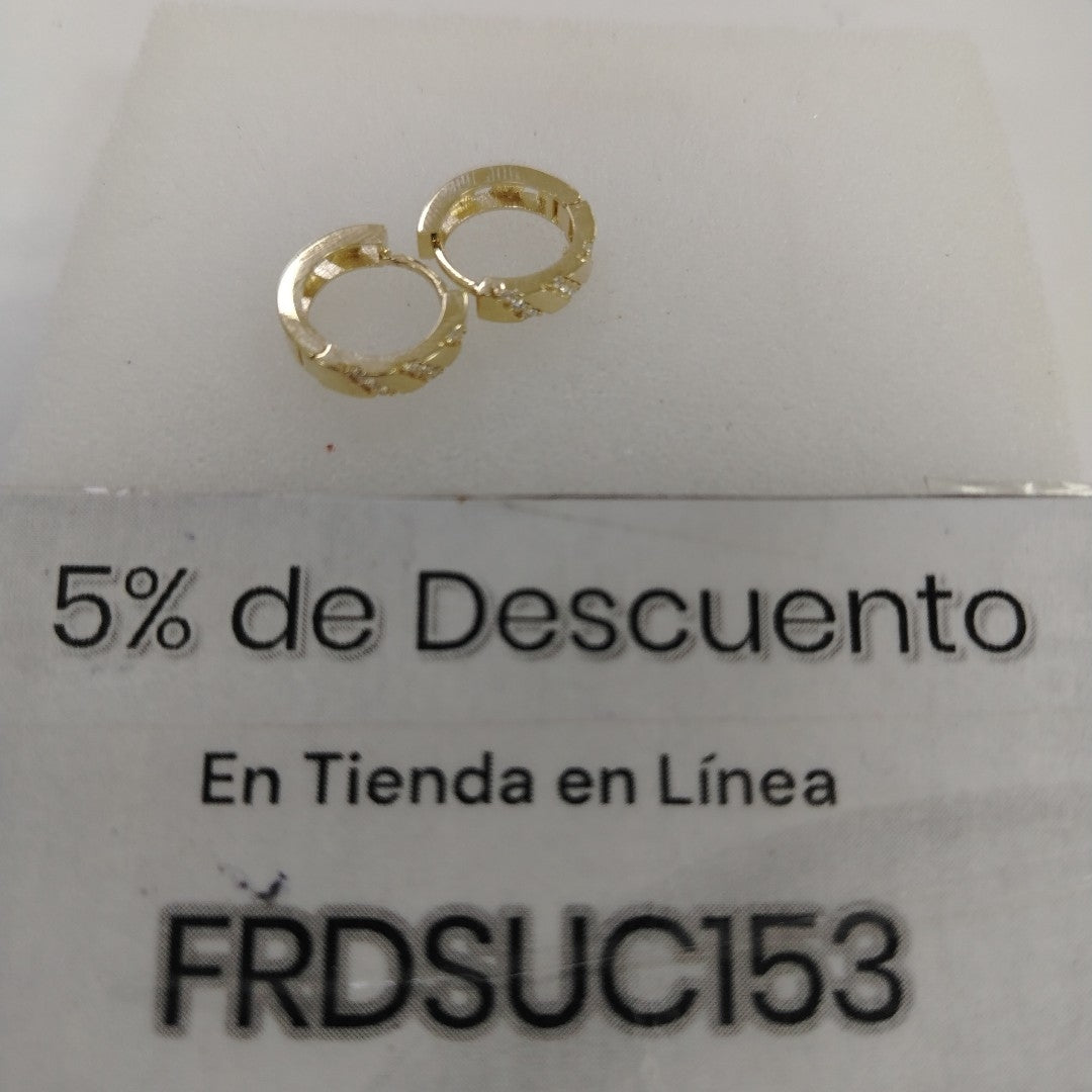 ARETES HUGGIES CON CIRCONIAS 14K 2.3 GR (NUEVO)