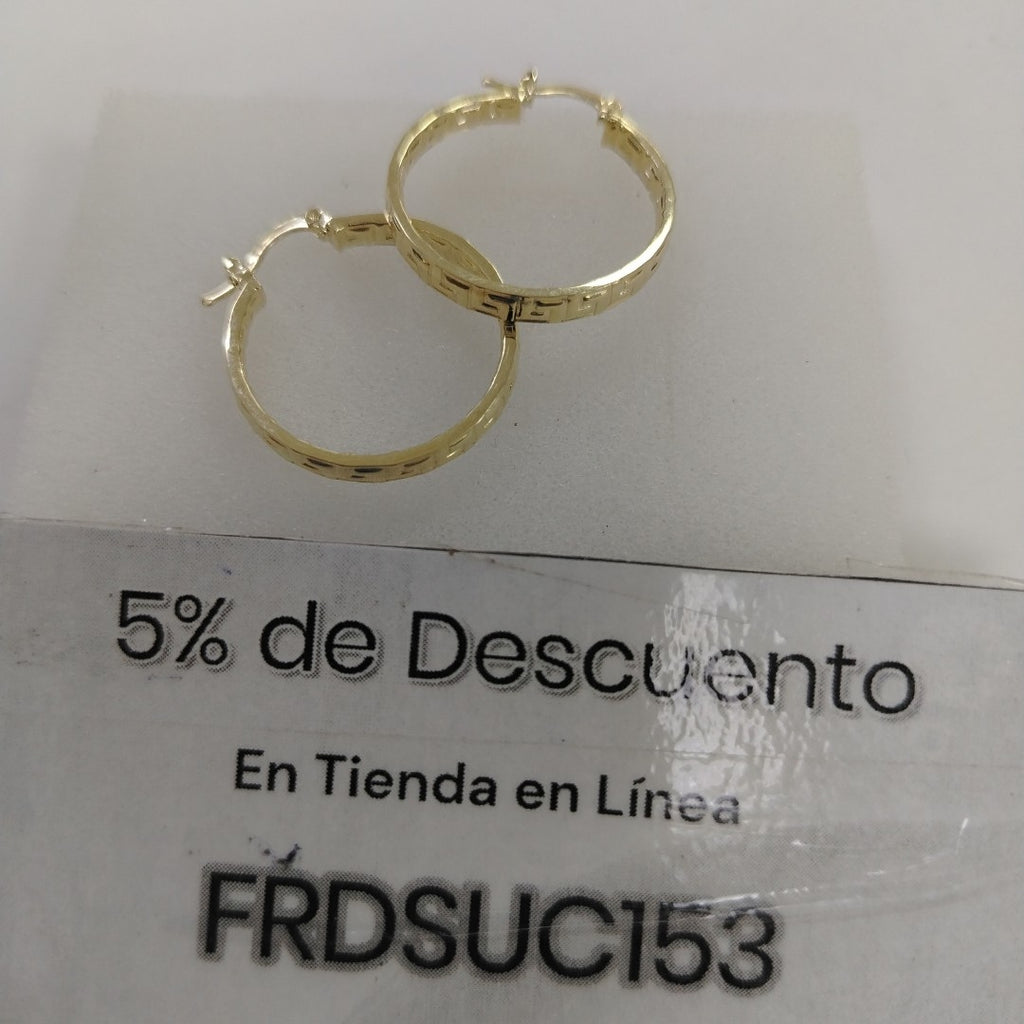 ARETES TEJIDO ARRACADA CON GRECAS 14K 2.7 GR (NUEVO)