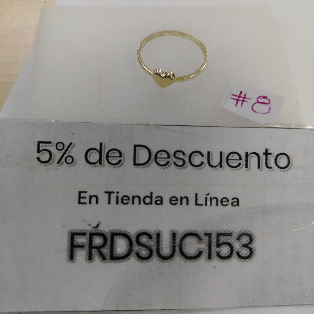 ANILLOS ANILLITO FIG CORAZON 10K TALLA 8 1.1 GR (NUEVO)