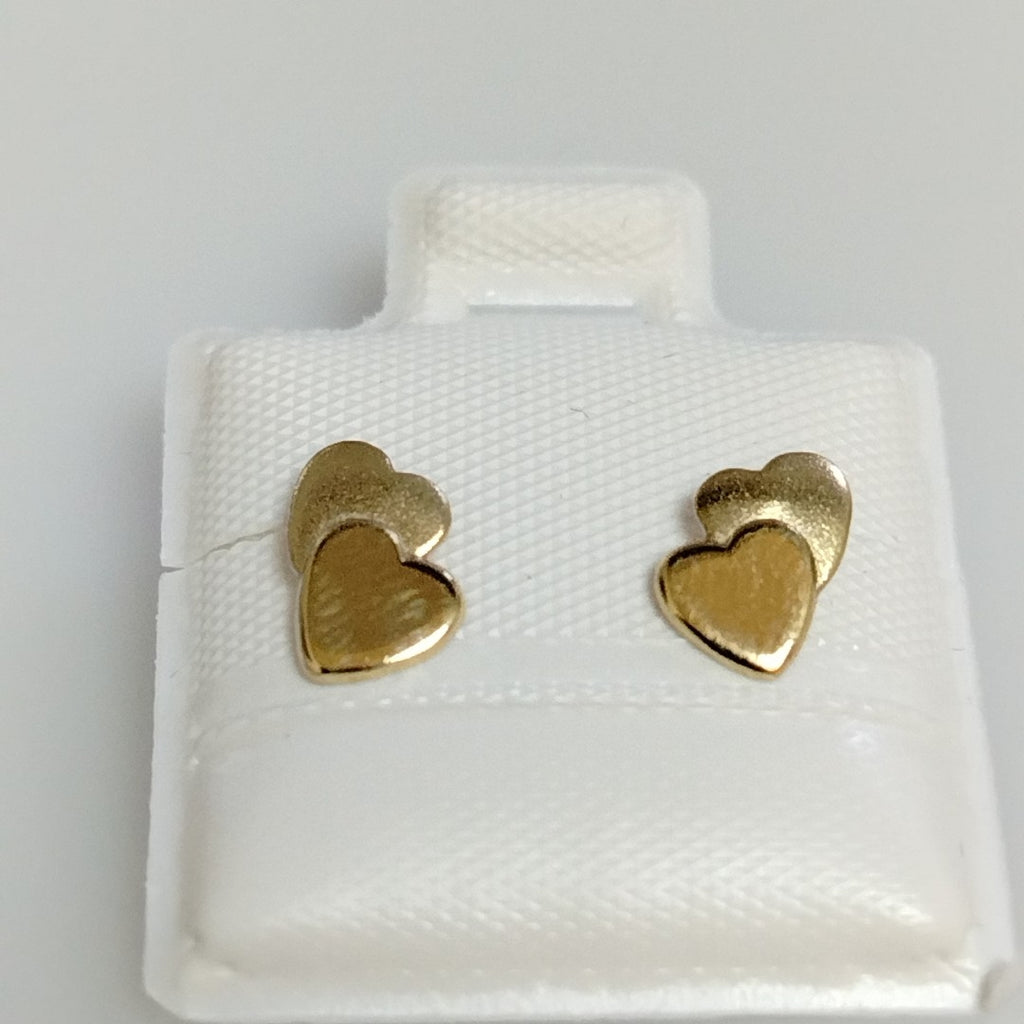 BROQUELES BROQUEL CORAZON DOBLE 14K 0.2171 GR (NUEVO)