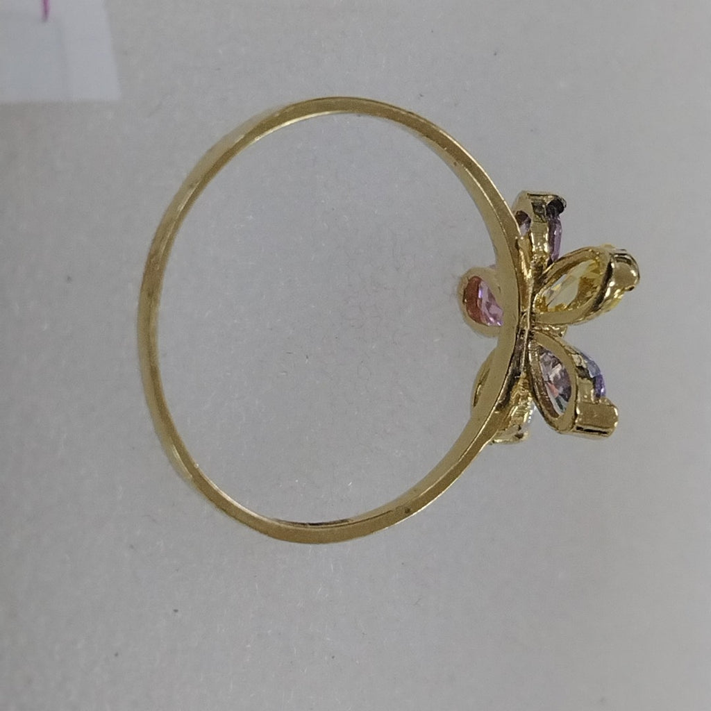 ANILLOS FLOR CON PIEDRAS DE COLOR 14K TALLA 7 1.4 GR (NUEVO)