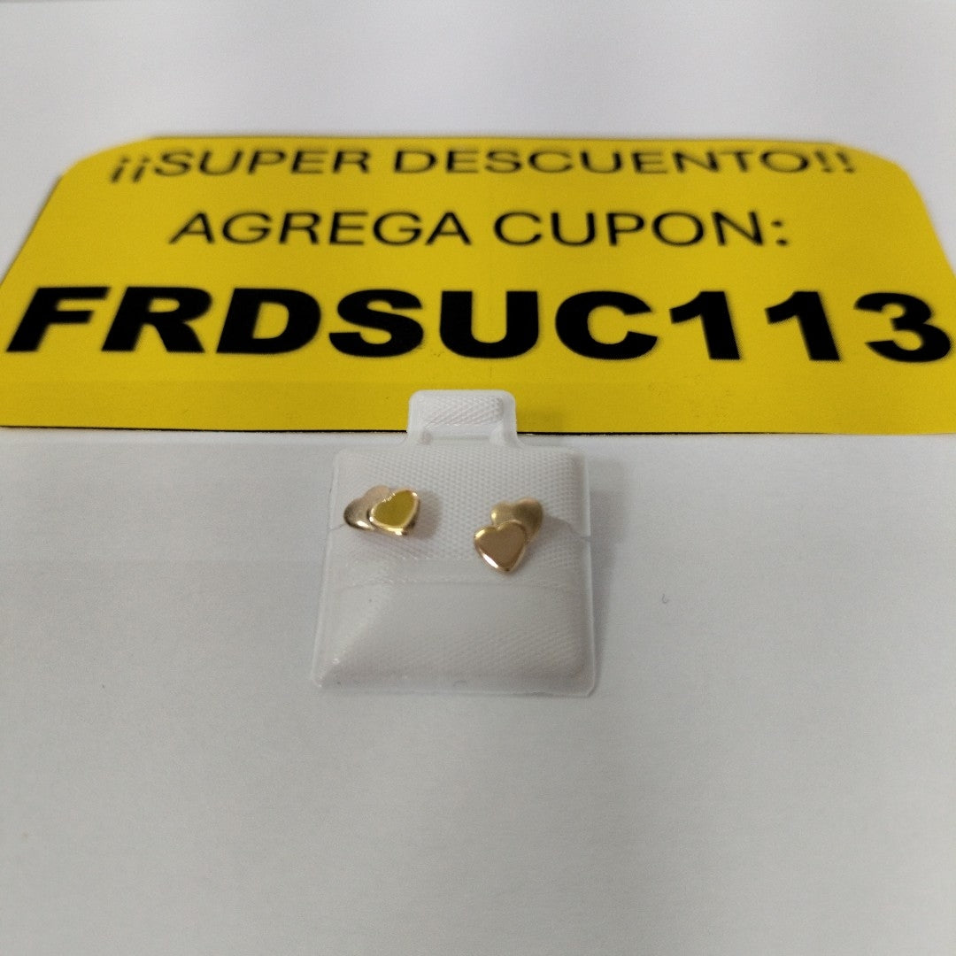 BROQUELES BROQUEL CORAZON DOBLE 14K 0.2171 GR (NUEVO)