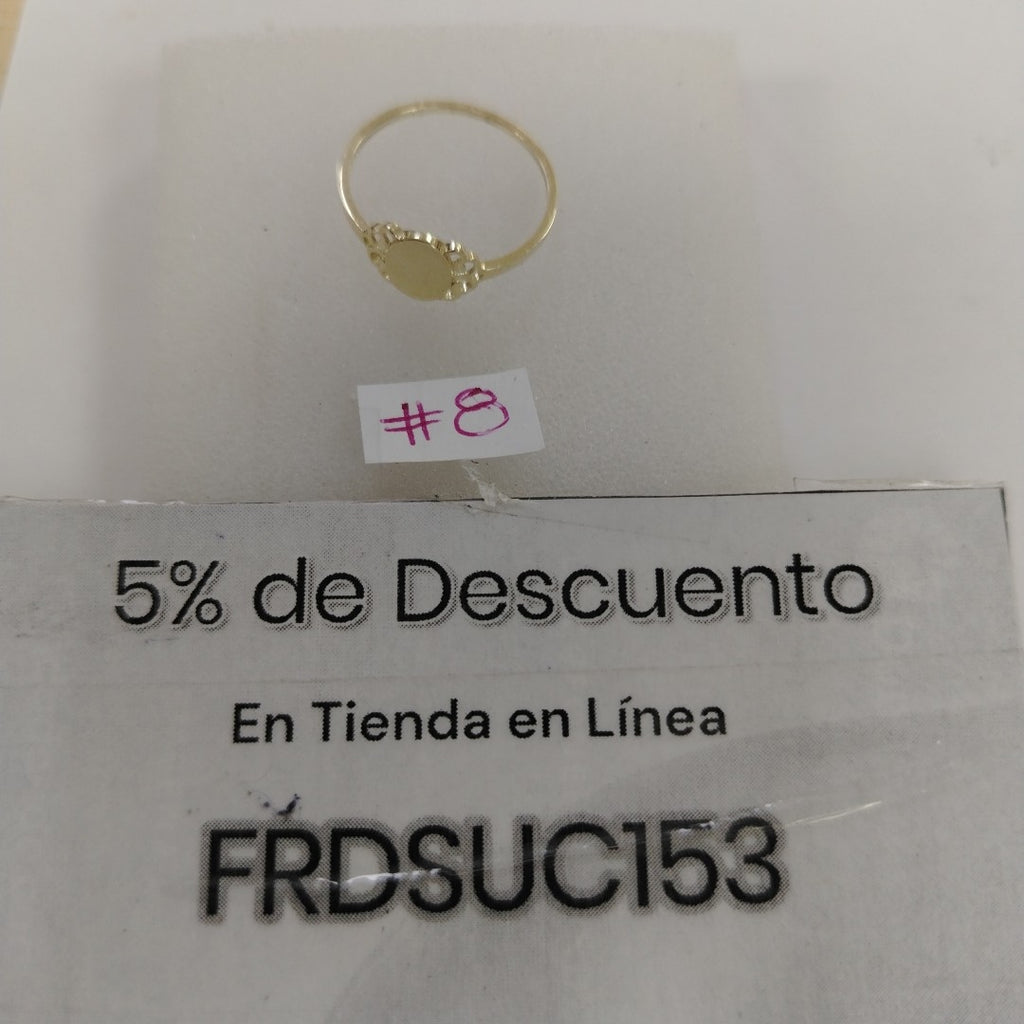 ANILLOS ANILLITO 10K TALLA 8 0.9 GR (NUEVO)